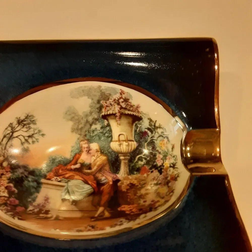 Vintage Carlton Ware England Ashtray Cobalt Hand Crafted Old English